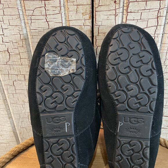 UGG Men's Ascot Sheepskin Slippers Black Suede 10 - Picture 4 of 6